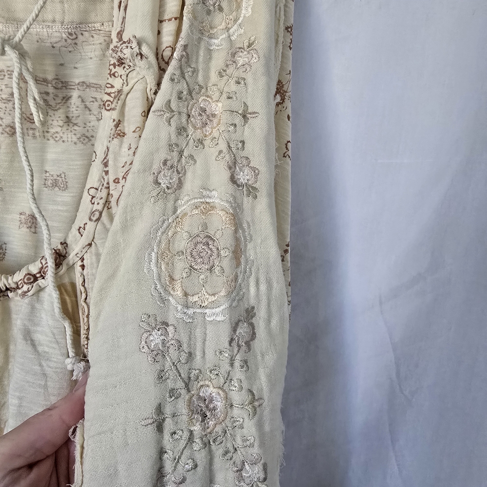 Free People Boom Boom Tunic Oversized Cream and Tan Boho Blouse NEW - Picture 8 of 15